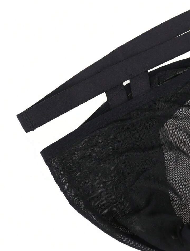 Men's Sheer Mesh Hollow Out Waist Briefs Underwear